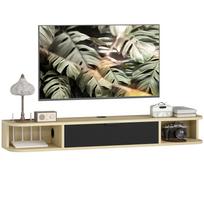 Wall-Mounted TV Stand for 50  TVs, Drop-Down Drawer, 2 Shelves, 120x24x16cm, Black