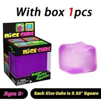 Nice Cube Squish Fidget Toy, Colorful Cube Stress Relief Squeeze Toy, Soft Squishy Hand Sensory Toy for Kids Adults, Great Party Favor & Birthday Gift