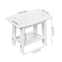 HDPS Shower Benches Durable Shower Chair 2-tier Storage Spaces and Dual Handles Waterproof Stool with Non-slip Pads for Shaving A white