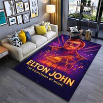 Pop Culture Area Rug, Elton John Rocketman Neon Piano Glasses Poster, Man Cave Decor, Non-Slip Mat 50x80cm(19x31in)