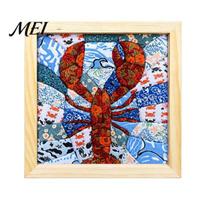 Relaxing Hobby for Women DIY Fabric Art Kit, Handmade No-Sew Mosaic Wall Craft with Stress Relief Crafting Kits Frame, Beginner Friendly Cute Animals