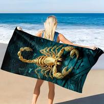 Extra Large Microfiber Beach Towel & Mat, Golden Scorpion Print, Super Absorbent Quick Dry for Pool Yoga Camping Travel 70X140cm