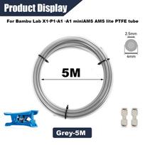 PTFE Tube 2.5mm X 4mm 5M for Bambu Lab X1/X1C/P1P/P1S/A1/A1 Mini/AMS/AMS Lite with Cutter Connectors, 3D Printer Filament Tubing