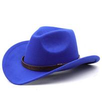 Classic Ethnic Style Wide Brim Cowboy Hat For Men Women One Size mėlyna