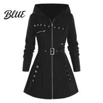 Belt Women Winter Coat Tight Waist Pocket Hooded Solid Lady Color Warm Zipper Soft Cardigan Female Clothes 5XL black