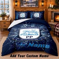 Preston North End Pattern Bedding 3Pcs Set Custom Name, Bed Sheet And Pillowcases For Home Bedroom 135cmx200cm white