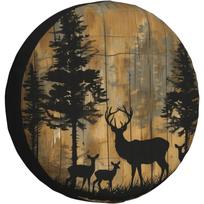 Rustic Woodland Deer Spare Tire Cover Waterproof RV Trailer Wheel Protector Decor 17inch
