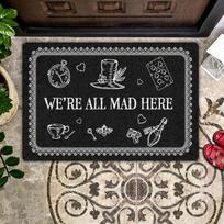VIKAMA Alice In Wonderland We're All Mad Here Doormat Non Slip Easy Clean Front Entrance Floor Mat Home Decor 43X75CM