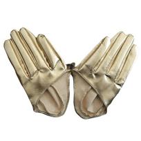 Solid Color Five Finger Mittens PU Leather Patent Leather Gloves Fashion Half-palm Gloves  Women auksas