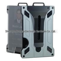 Men's RFID-Blocking Aluminum Card Holder & Transparent ID Wallet pilka