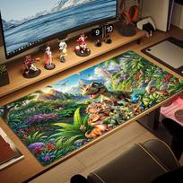 Dinosaurs Cartoon Color Mouse Pad Large Gaming Table Cushion Non-slip Laptop Tablet Big Mousepad XXL Mat Mini PC Playmat With Lock edge 30cmx80cm(11.8x31.5inch)