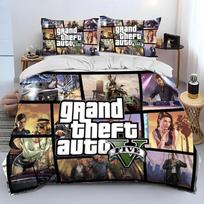 Teen-agers Game Duvet Cover Set GTA V Bedding Set 2/3pcs For Boys Girls Adult Bedroom Decoration Single Twin Full Size 100x135cm (2pcs)
