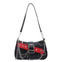 Y2K Star Rivet Shoulder Bag Spicy Girl Locomotive Pack Trend Vintage Armpit Bag  Streetwear Style 4 gray