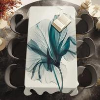 Transparent Flowers Table Cloth Picnic Terrace Restaurant Holiday Party Washable Stain-Proof Polyester Tablecloth 100X140CM gray