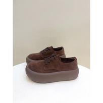 Frosted Leather Round Head Retro Casual and Comfortable Shoes, Early Autumn Thick-soled Muffin Bread Shoes Retro Women's Shoes 38 beige