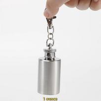 Mini 1Oz Stainless Steel Hip Flask Pocket Key Chain Lightweight Durable Steel Flagon gray