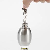 Mini 1Oz Stainless Steel Hip Flask Pocket Key Chain Lightweight Durable Steel Flagon