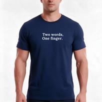 Two Words One Finger White plain text TShirt Summer Casual Cotton Tee Oversized Streetwear Tops Vintage Graphic Print 3XL blue