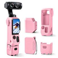 Camera Full Protective Kit for Insta360 Luna Ultra Silicone Body Lens Battery Case Tempered Glass Screen Protector Black Orange