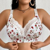 Plus Size Bra Pure Aesthetic Wireless No‑Padding Ultra Thin Minimizer Lingerie for Curvy Large Bust Women 110F balta