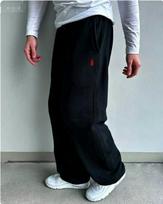 In Stock 2025 Retro Style Embroidered Little Horse Drawstring Loose Fit Sports Pants Large gray