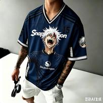 New Men Jujutsu Kaisen Gojo Satoru Graphic Jersey Number 15 Soccer Full Print Oversized Short Sleeve Quick Dry Anime Outfit 3XL