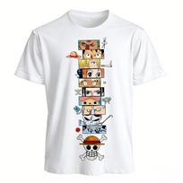 One Piece Anime Luffy Zoro Ace T Shirt Summer Cotton Short Sleeve Graphic Tee Harajuku Streetwear Vintage Casual Tops Unisex L white