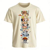 One Piece Anime Luffy Zoro Ace T Shirt Summer Cotton Short Sleeve Graphic Tee Harajuku Streetwear Vintage Casual Tops Unisex L beige