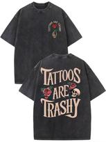 Tattoos Are Vulgar, Retro-Style High-Quality Patterned Men'S T-Shirts, Old-Fashioned Summer Clothes, Drop-Shoulder Round-Neck Short-Sleeved Tops Share S