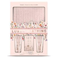 The Luxury Bathing Company Body Care Gift Set with Cosmetic Bag ( Peony, Peach & Raspberry ) - kūno priežiūros rinkinys