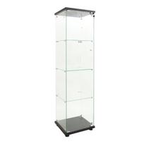 Stiklinė vitrina, 164 x 42 x 36 cm, juoda, 4 aukštų, 1 durelė, su LED apšvietimu