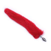Analinis kaištis su natūraliu lapės kailiu Tail Plug, 47 cm