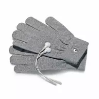 Mystim Magic Gloves elektrostimuliacijos komplektas su pilkomis pirštinėmis