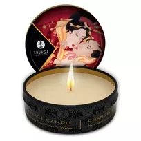 Shunga Romance masažo žvakė, putojančio braškių vyno kvapo, 30 ml