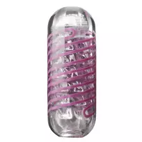 Tenga Spinner 06 Brick rankinis masturbatorius su oranžine spirale, skaidrus