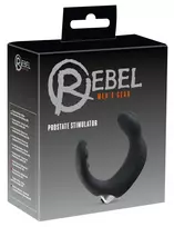 Rebel prostatos masažuoklis su dvigubu masažu, juodas ir sidabrinis, 20 cm