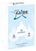 Just Glide vandens pagrindo lubrikantas, rinkinys 3 x 200 ml