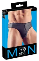 Svenjoyment NEK vyrų stringai su blizgiu užtrauktuku, juodi, XL