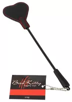 Bad Kitty Heart jojimo botagas su dirbtiniu kailiu, juodas ir raudonas, 25 cm