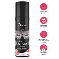 Orgie Dual Vibe skystas vibratorius, braškių ir džino su toniku skonio, 15 ml