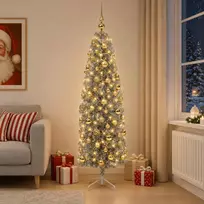 Dirbtinė siaura kalėdinė eglutė su žaisliuku 180 cm 300 LED