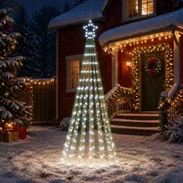 LED Kalėdų medis 180 cm 255 LED Šalta balta Plienas Juoda