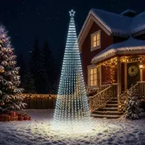 LED Kalėdų medis 500 cm 1524 LED Šalta balta Plienas Juoda
