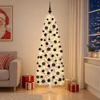 Dirbtinė siaura kalėdinė eglutė su žaisliuku 180 cm 300 LED