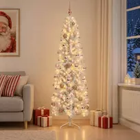 Dirbtinė siaura kalėdinė eglutė su žaisliuku 180 cm 300 LED