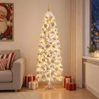 Dirbtinė siaura kalėdinė eglutė su žaisliuku 240 cm 300 LED