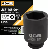JCB JCB GILUMINIS smūginis antgalis 3/4'' Cr-Mo šešiabriaunis 41mm ANTGROKŠTINIS raktas