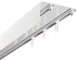 Siemens Lubinis bėgis su danga, platus, atstumas tarp takelių 102 MM, slankikliai su pakabukais, 250 CM, aliuminis, baltas, dvigubas, Kowalski