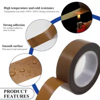 Ptfe dengta stiklo audinio tefloninė juosta, aukštos temperatūros izoliacinė ptfe audinio juosta, lipni juosta, tefloninė juostelė, 0,18 mm storio, skirta weston vakuuminiam sandarinimo aparatui (1,8 cm x 10 m)