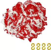 Vixzoid barjerinė grandinė - 30 m, 6 mm įspėjamoji grandinė, plastikinė grandinė saugos ir statybų aikštelės apsaugai, plastikinė grandinė užtvaroms ir automobilių stovėjimo aikštelių įspėjimui, raudona/balta